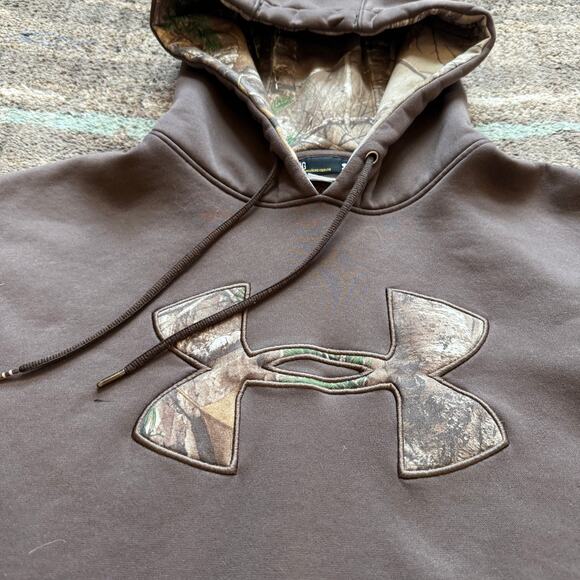Men's Under Armour Storm Brown Realtree Camouflage Hoodie Sweatshirt Sz Large - Picture 7 of 7
